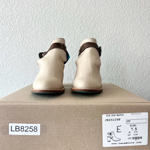 Lane Cream Ankle Boots with Brown Straps Sz 7.5 - Picture 10 of 11